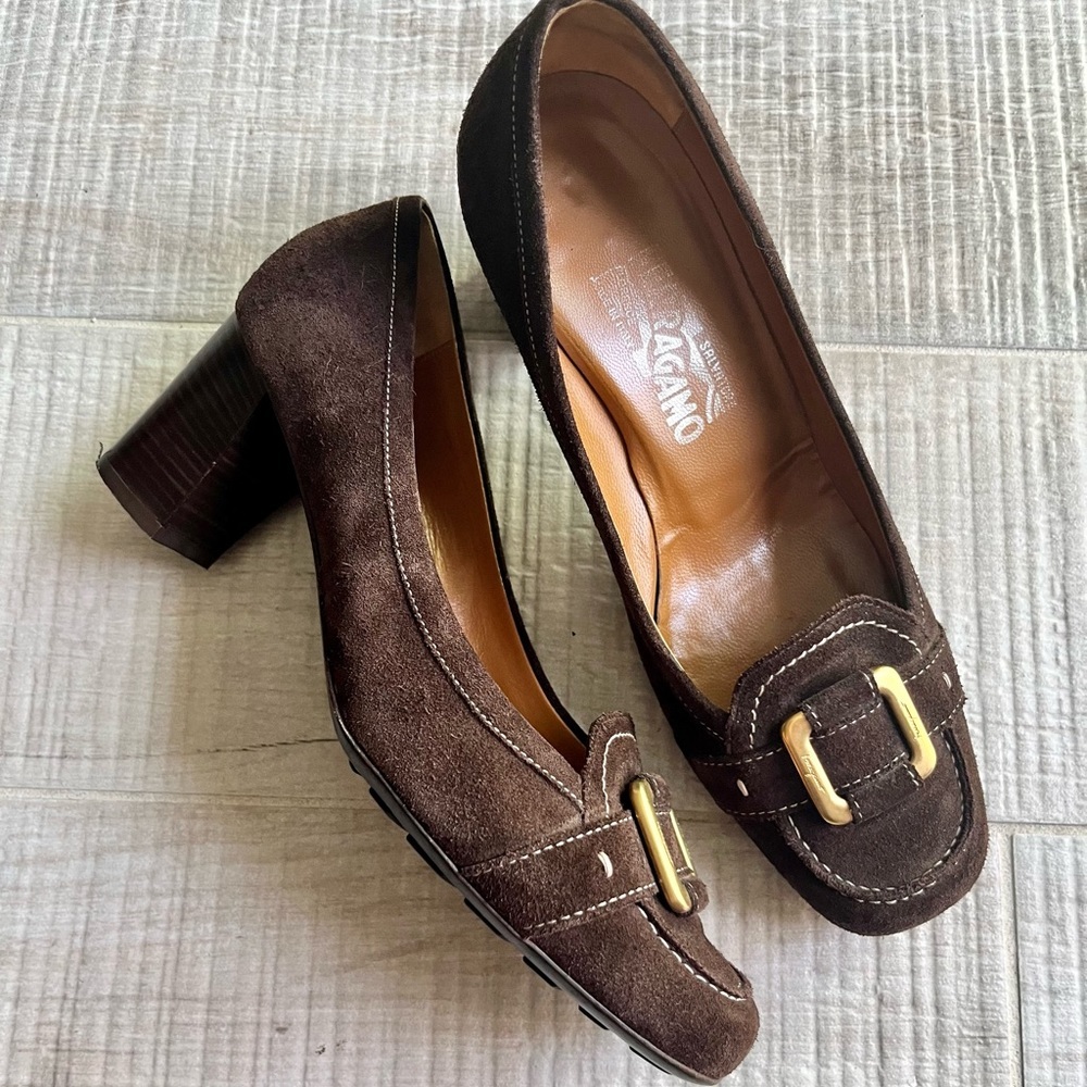 FERRAGAMO Suede Shoes Loafers Heels